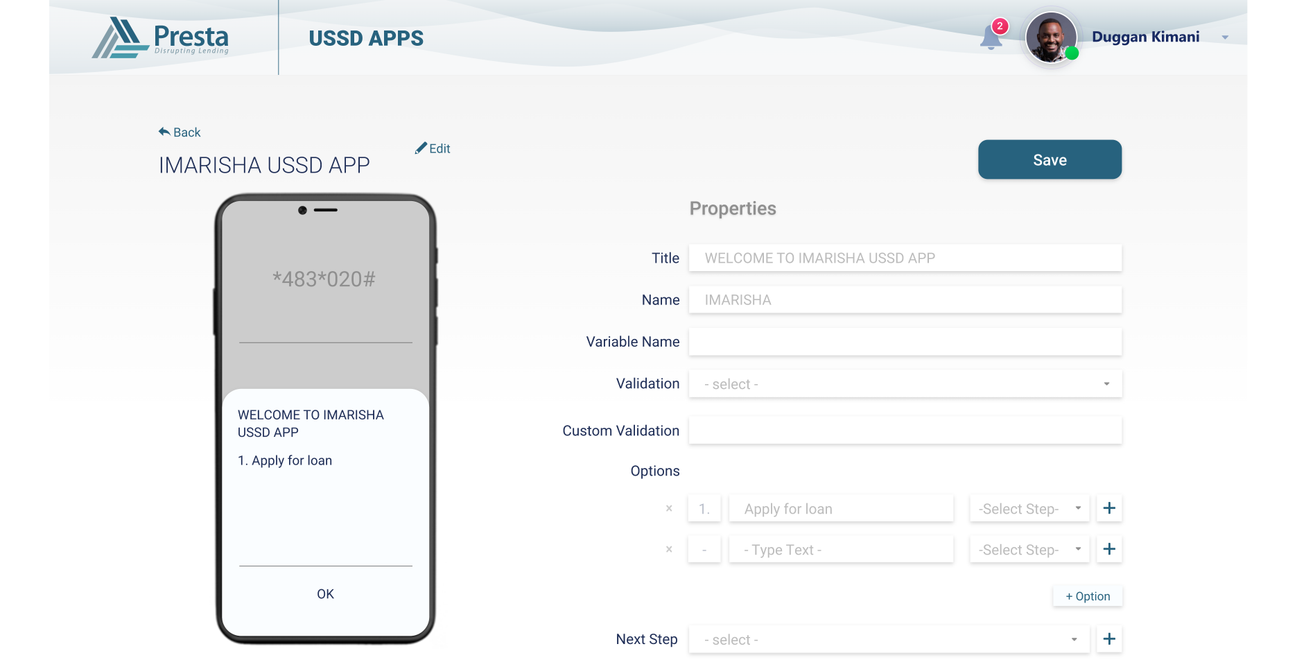 USSD loan management flow